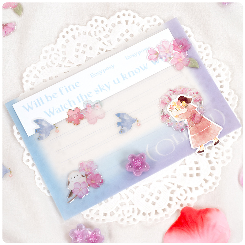 Resin Craft Supplies - Pegatinas 3D de cristal Sakura de