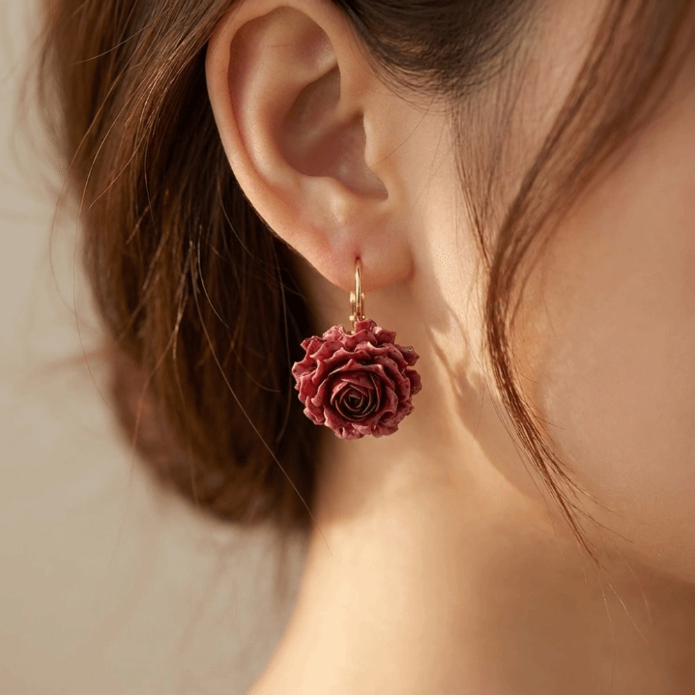 Pendientes de Rosa Artificial  - Flower Preservation Resin reseña y precio